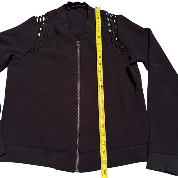 Generation Love Size S Mesh Shoulder Zip Bomber Jacket Black Edgy Going Out Top - Picture 7 of 8